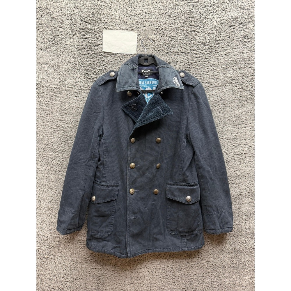 Vintage D&G Dolce & Gabbana Double-Breasted Military Coat Black Mens Size 36/50